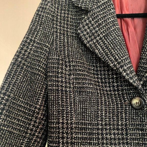 Vintage Benetton Tweed Plaid Wool Coat - Picture 1 of 8